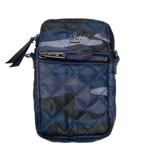 Oliver Thomas 24 + 7 phone case crossbody pouch bag quilted camo blue black RFID